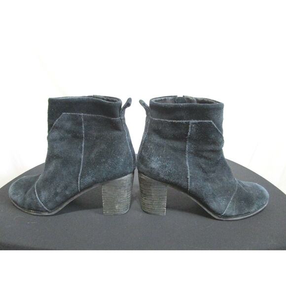 Tom's Black Suede Side Zip Block Heel Ankle Booties Women Size 7.5 - Picture 7 of 10